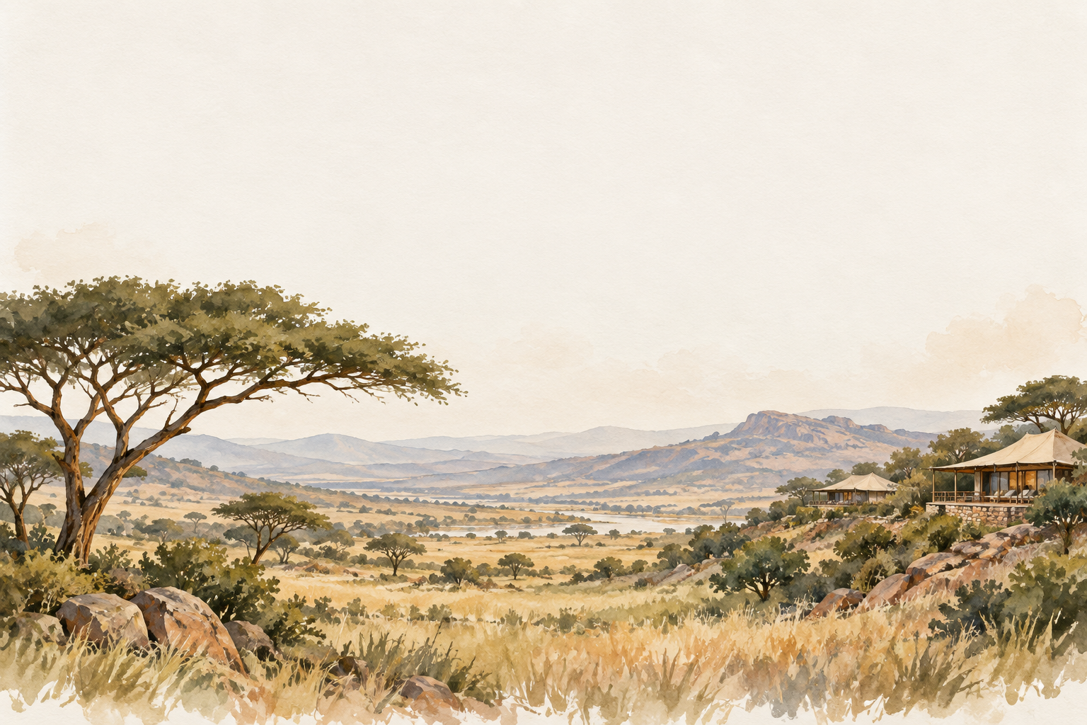 An independent lodge in an African landscape